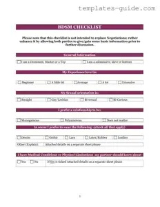Fill Out a Valid Bdsm Checklist Template
