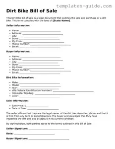 Dirt Bike Bill of Sale Template