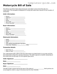 Motorcycle Bill of Sale Template