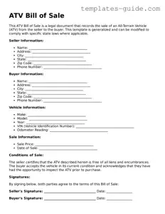 ATV Bill of Sale Template