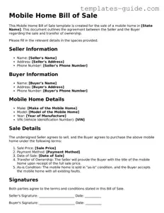 Mobile Home Bill of Sale Template
