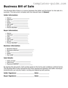 Business Bill of Sale Template