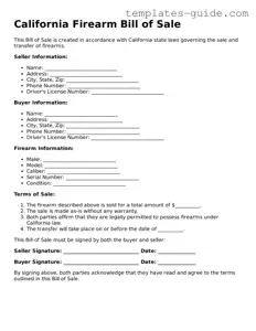 Free  Firearm Bill of Sale Form for California