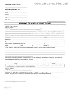 Fill Out a Valid California Death of a Joint Tenant Affidavit Template
