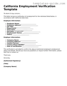 Free  Employment Verification Form for California