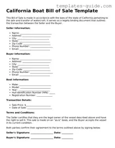 Free  Boat Bill of Sale Form for California