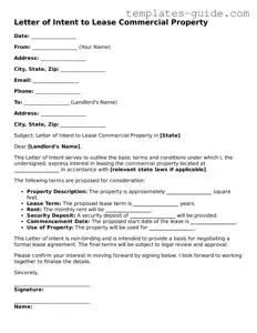 Letter of Intent to Lease Commercial Property Template