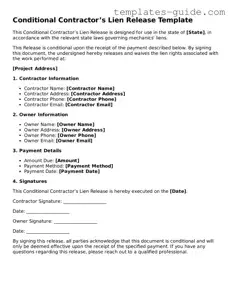 Conditional Contractor’s Lien Release Template