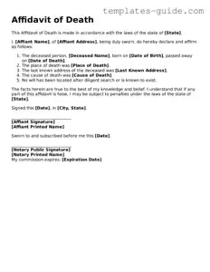 Affidavit of Death Template