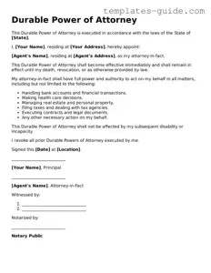 Durable Power of Attorney Template