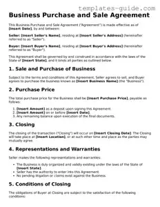 Business Purchase and Sale Agreement Template
