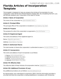 Free  Articles of Incorporation Form for Florida