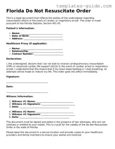 Free  Do Not Resuscitate Order Form for Florida