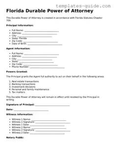Free  Durable Power of Attorney Form for Florida