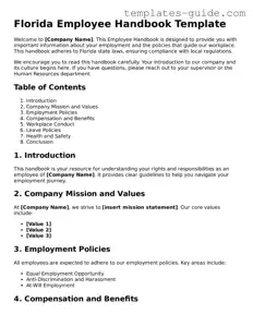 Free  Employee Handbook Form for Florida