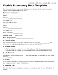 Free  Promissory Note Form for Florida