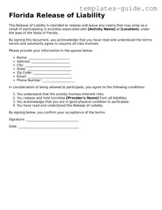 Free  Release of Liability Form for Florida
