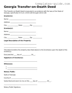 Free  Transfer-on-Death Deed Form for Georgia