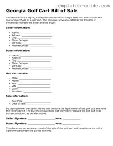 Free  Golf Cart Bill of Sale Form for Georgia
