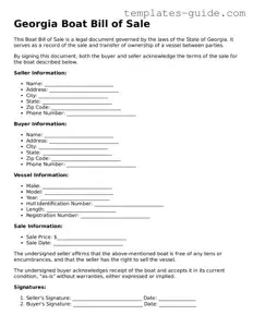 Free  Boat Bill of Sale Form for Georgia