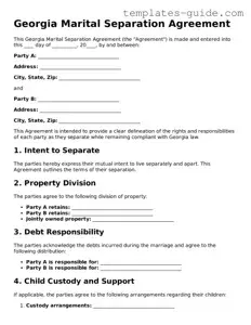 Free  Marital Separation Agreement Form for Georgia