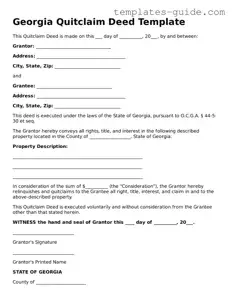 Free  Quitclaim Deed Form for Georgia