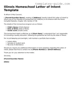 Free  Homeschool Letter of Intent Form for Illinois