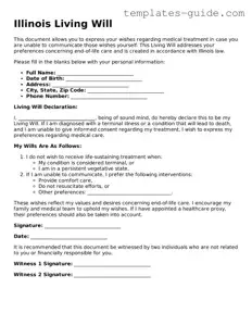 Free  Living Will Form for Illinois