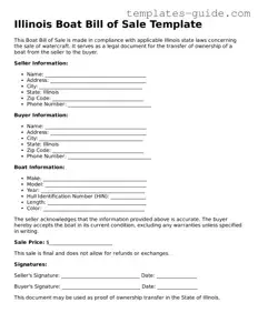 Free  Boat Bill of Sale Form for Illinois