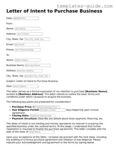 Letter of Intent to Purchase Business Template