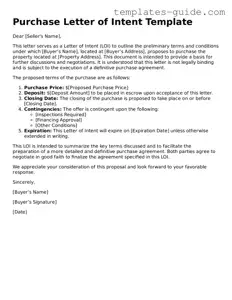 Purchase Letter of Intent Template