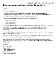 Recommendation Letter Template