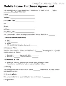 Mobile Home Purchase Agreement Template