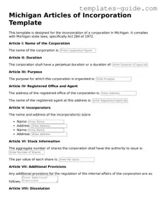 Free  Articles of Incorporation Form for Michigan