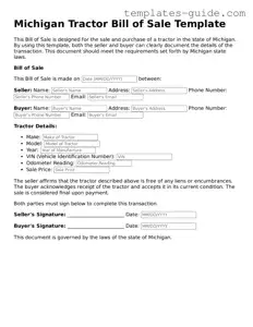 Free  Tractor Bill of Sale Form for Michigan