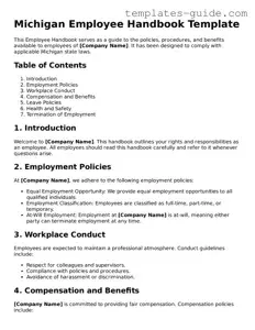 Free  Employee Handbook Form for Michigan