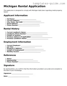 Free  Rental Application Form for Michigan