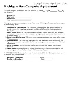 Free  Non-compete Agreement Form for Michigan