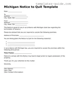 Free  Notice to Quit Form for Michigan