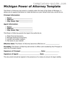 Free  Power of Attorney Form for Michigan