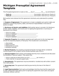 Free  Prenuptial Agreement Form for Michigan