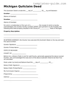 Free  Quitclaim Deed Form for Michigan
