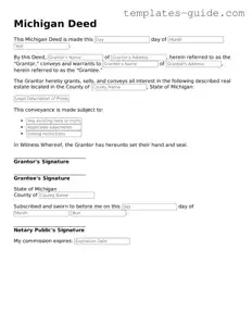Free  Deed Form for Michigan