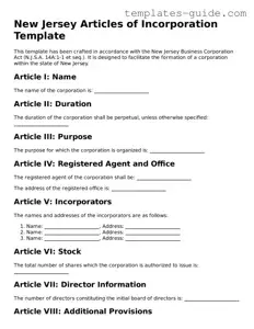 Free  Articles of Incorporation Form for New Jersey