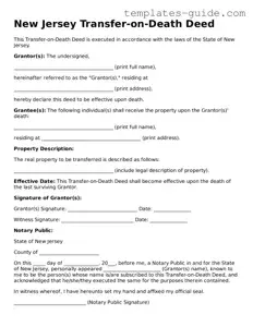 Free  Transfer-on-Death Deed Form for New Jersey