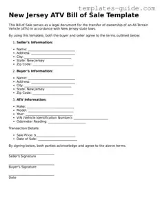 Free  ATV Bill of Sale Form for New Jersey