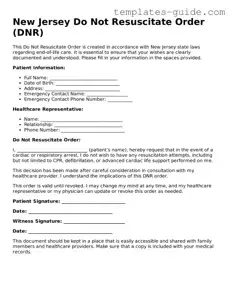 Free  Do Not Resuscitate Order Form for New Jersey