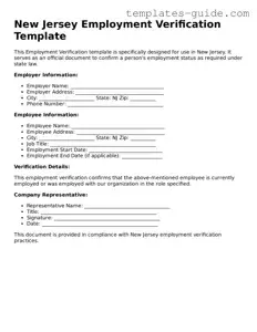 Free  Employment Verification Form for New Jersey