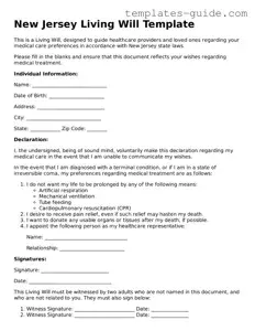 Free  Living Will Form for New Jersey