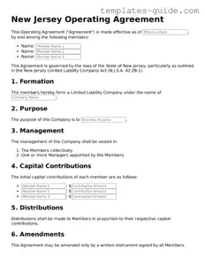 Free  Operating Agreement Form for New Jersey